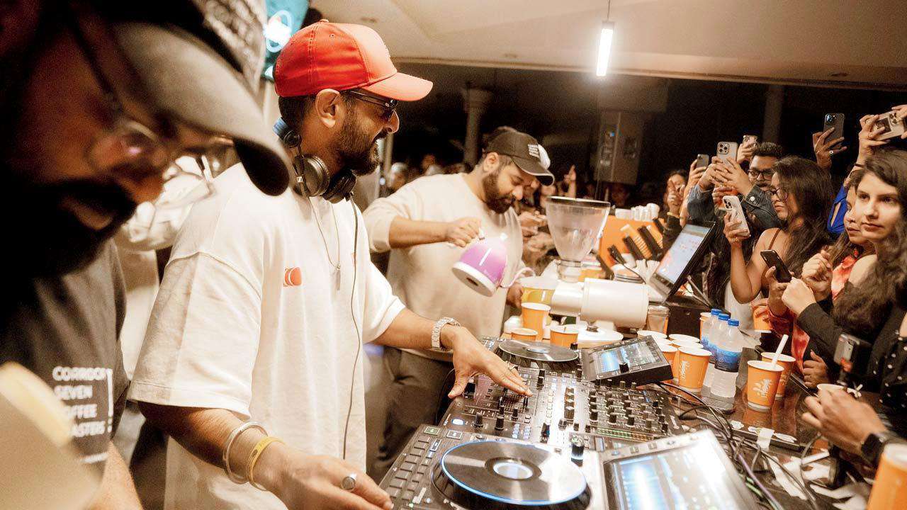 Morning dance party with DJ and espresso drinks